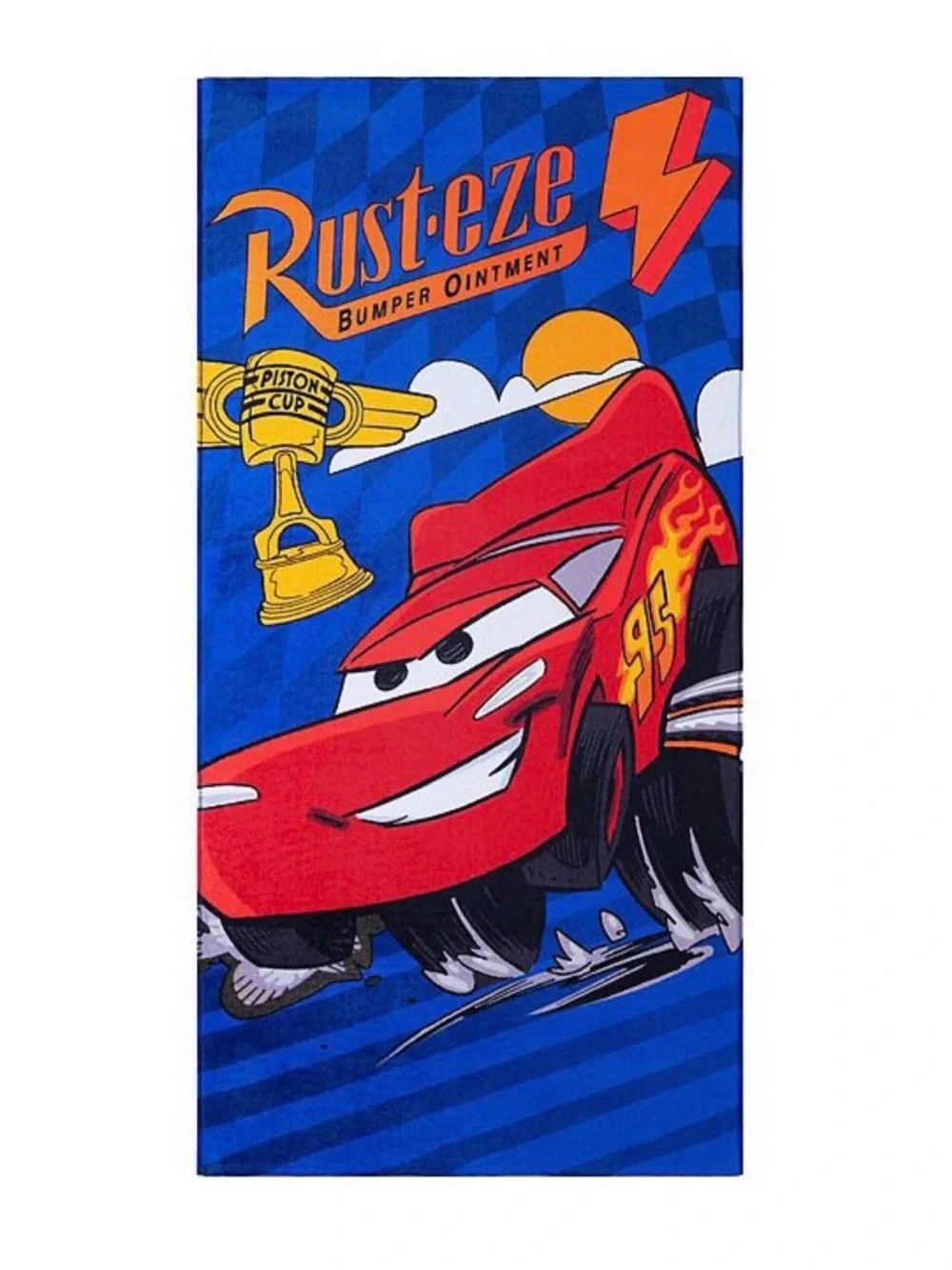 Disney Pixar Cars Lightning McQueen Rust-eze Beach Bath Towel Kids Blue Red New